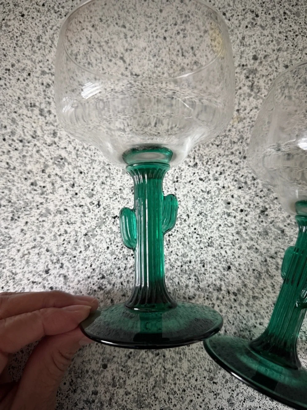 Green Glass Hurricane Candle Holders -